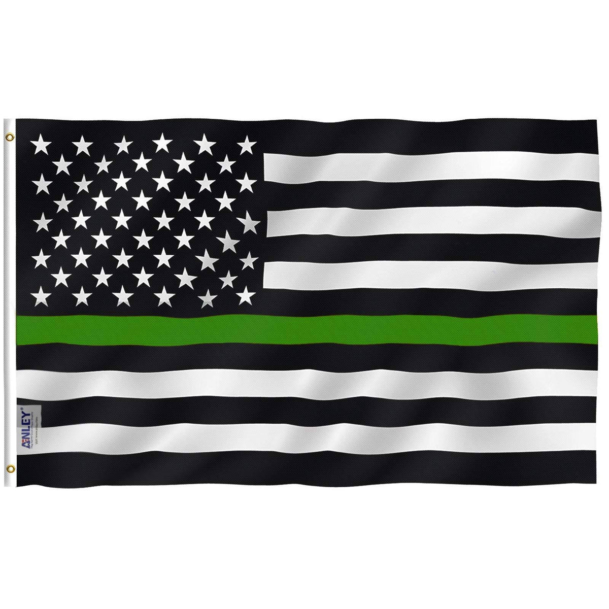 Fly Breeze 3x5 Foot Thin Green Line USA Flag