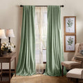Martha Stewart Lucca Velvet 50" x 95" Blackout Curtain Set - Linen