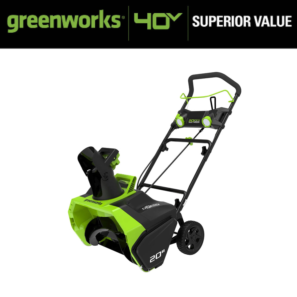 Greenworks 40V 20 - Inch Cordless Brushless Snow Blower with 4.0 Ah Battery and Charger, 26272