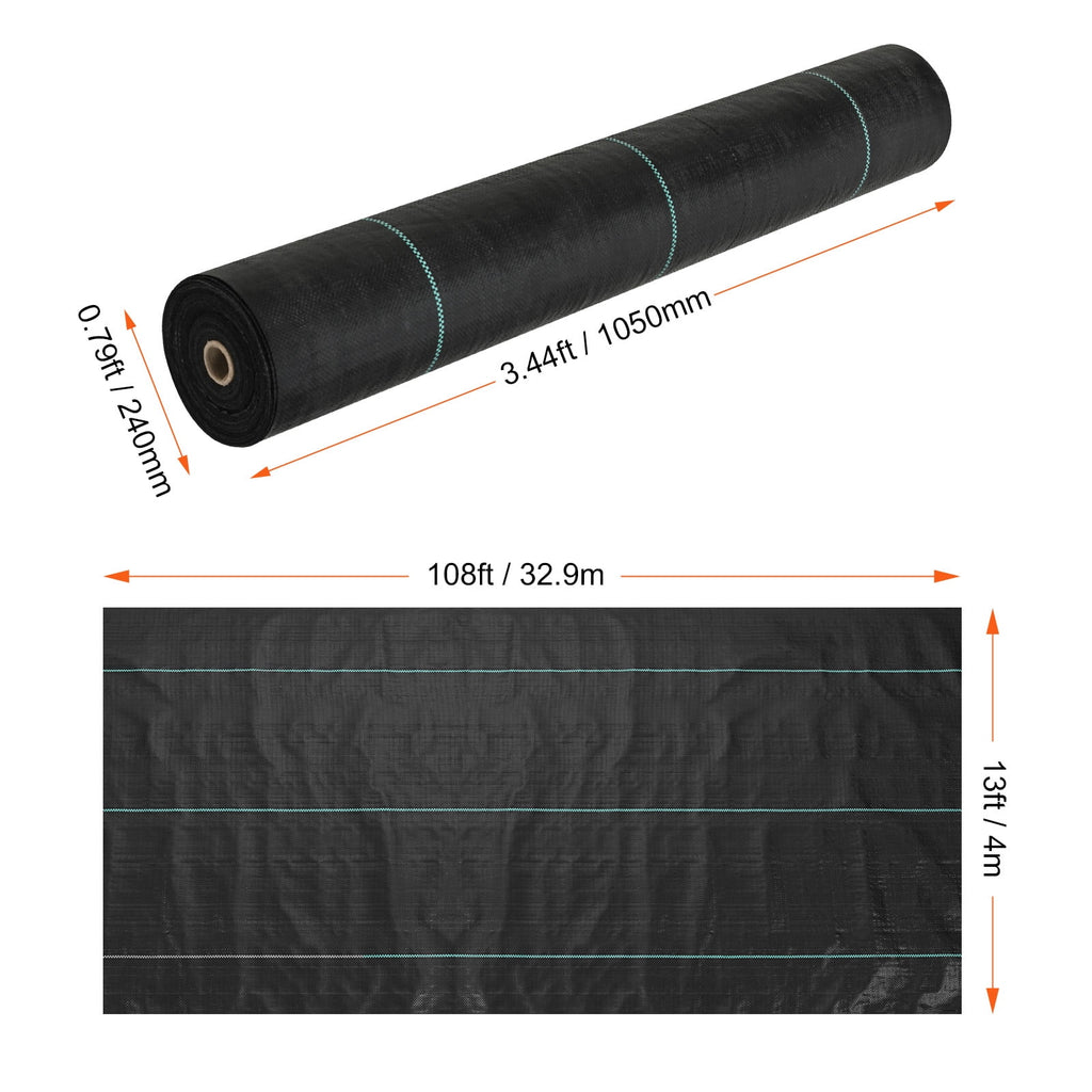 KFFKFF 13ftx108ft Superior Strength Weed Barrier Landscape Material, 5 oz Geotextile Fabric for Under Gravel, Excellent Permeability for Weed Restriction Mat, Driveway Material