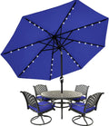 MASTERCANOPY Patio Umbrella with 32 Solar LED Lights -8 Ribs 11ft / Blue