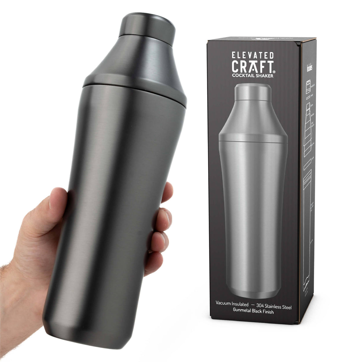 Elevated Craft Hybrid Cocktail Shaker in Gunmetal Black