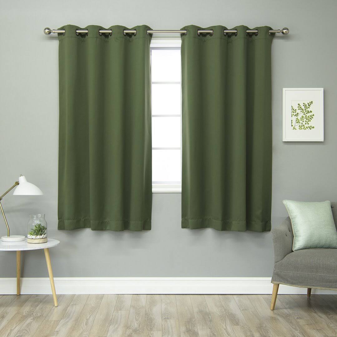 Solid Blackout Thermal Grommet Curtain Panels Best Home Fashion, Inc. Size per Panel: 52" W x 63" L, Curtain Color: Moss