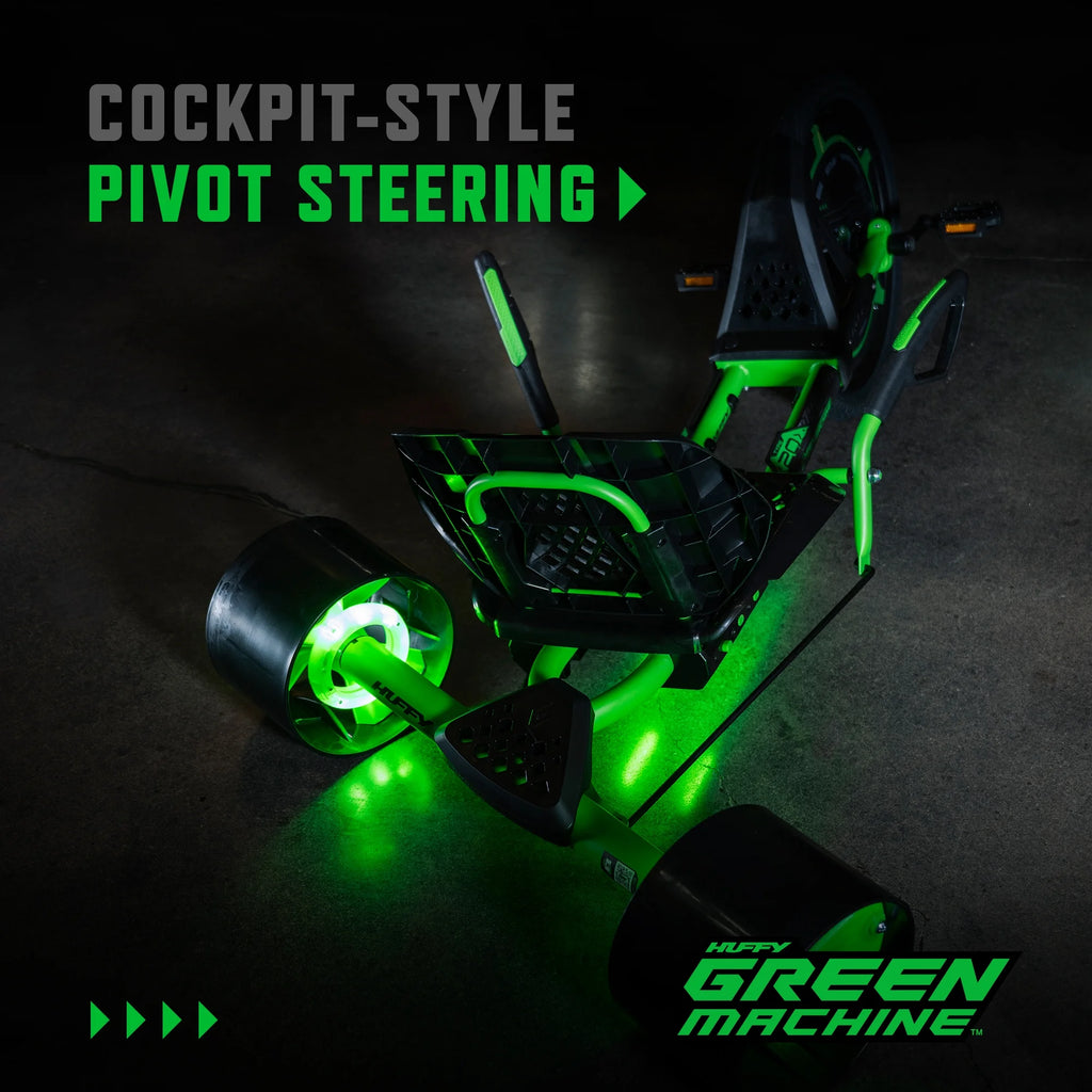 Huffy 20" Green Machine Drift Trike, Fits Riders Ages 8+ Years, Drift and Spin, Green/Black, Unisex, Kids