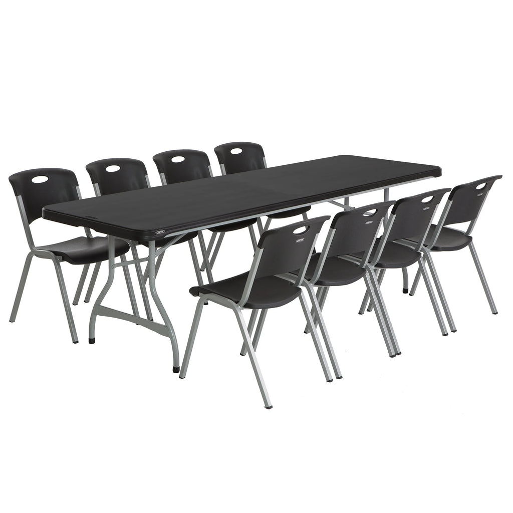 Lifetime 8 Foot Nesting Rectangle Table, Indoor/Outdoor Commercial Grade, Black (280462)