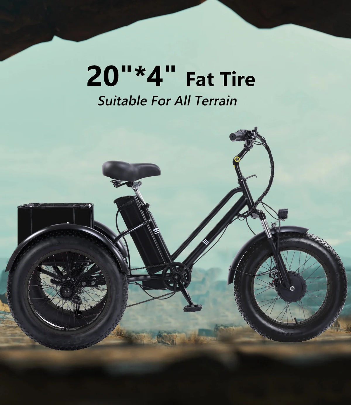 YEBEI Electric Tricycle for Adults Folding E - Trike Motorized Tricycle Electric 3 Wheels Trike Powerful 500W Motor Electric Tricycle 48V15AH Lithium Battery Max 20MPH 20*4.0" Fat Tire Orange