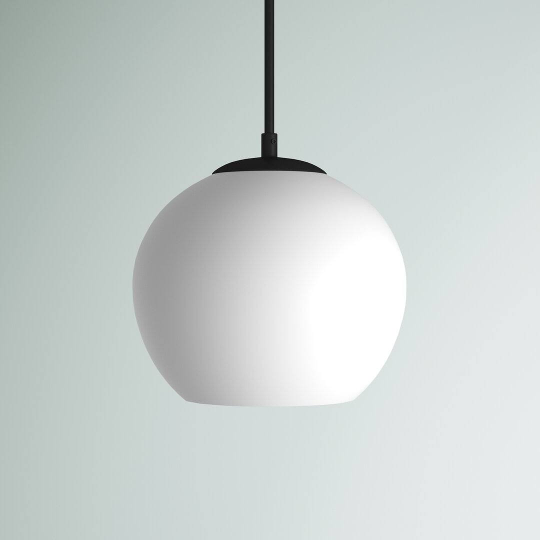 Snead 1 - Light Single Globe Pendant Mercury Row Finish: Black, Shade Color: Frosted White, Size: 9.9" H x 9.8" W x 9.8" D