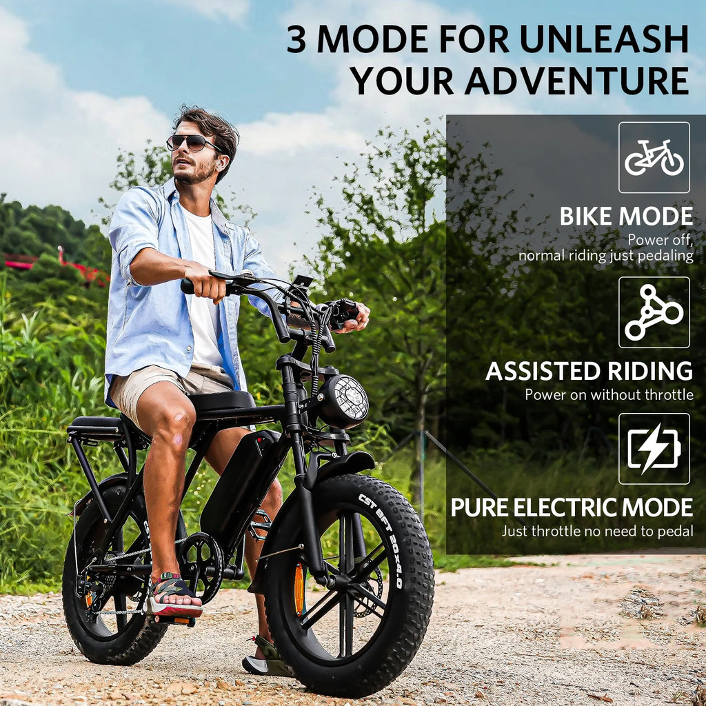 VTOKW Electric Bike for Adults, 1000W Peak Motor Adult Electric Bicycle, 48V 15.6ah Battery, up to 31MPH, 20'' Fat Tire Ebike, Dual Disc Brakes Mountain Bike for Cycling, 7 Speed E Bike, E - Bike UL2849