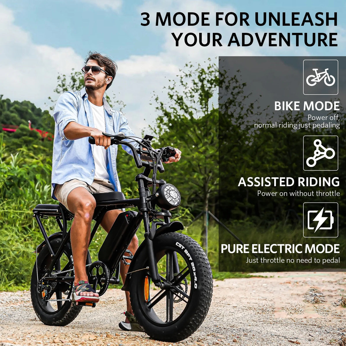 VTOKW Electric Bike for Adults, 1000W Peak Motor Adult Electric Bicycle, 48V 15.6ah Battery, up to 31MPH, 20'' Fat Tire Ebike, Dual Disc Brakes Mountain Bike for Cycling, 7 Speed E Bike, E - Bike UL2849