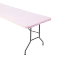 Fun Express 8 ft. Light Pink Fitted Plastic Tablecloth, Size: 40 x 96