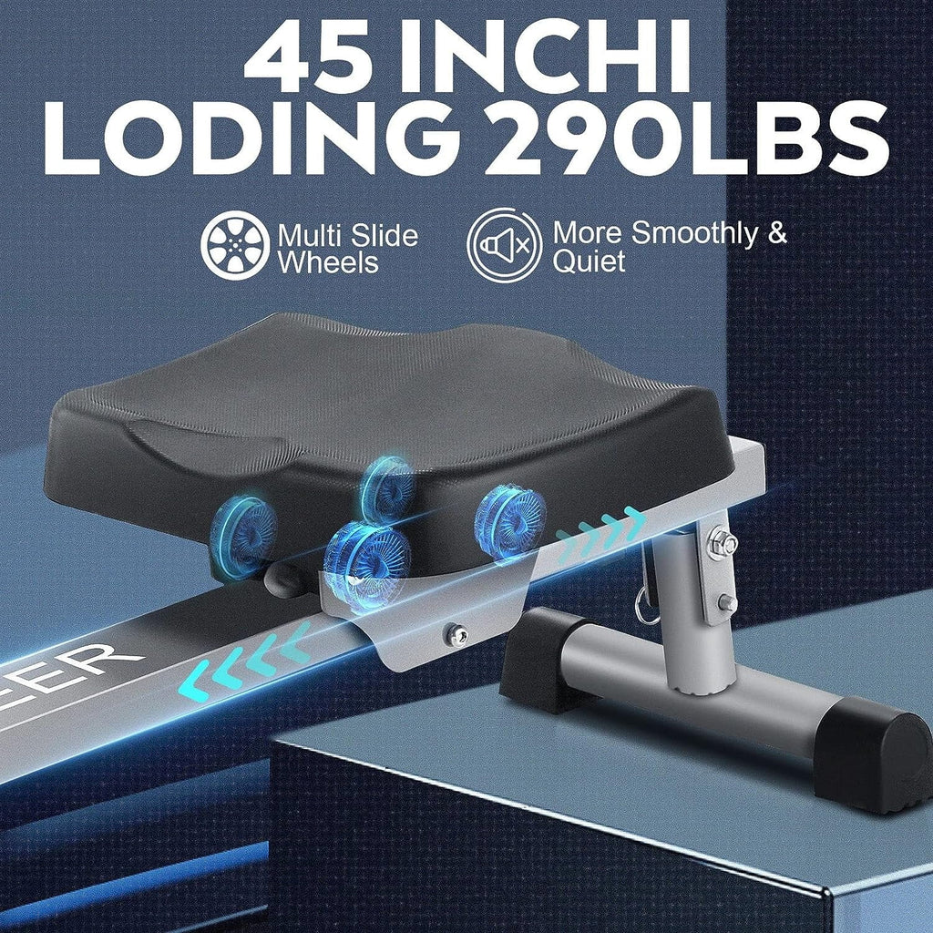 290 lb Rowing Machine, Hydraulic Machine Rower with 12 Level Adjustable Resistance and LCD Monitor, Exercise Equipment for Home Fitness Full Body Workout Cardio Training