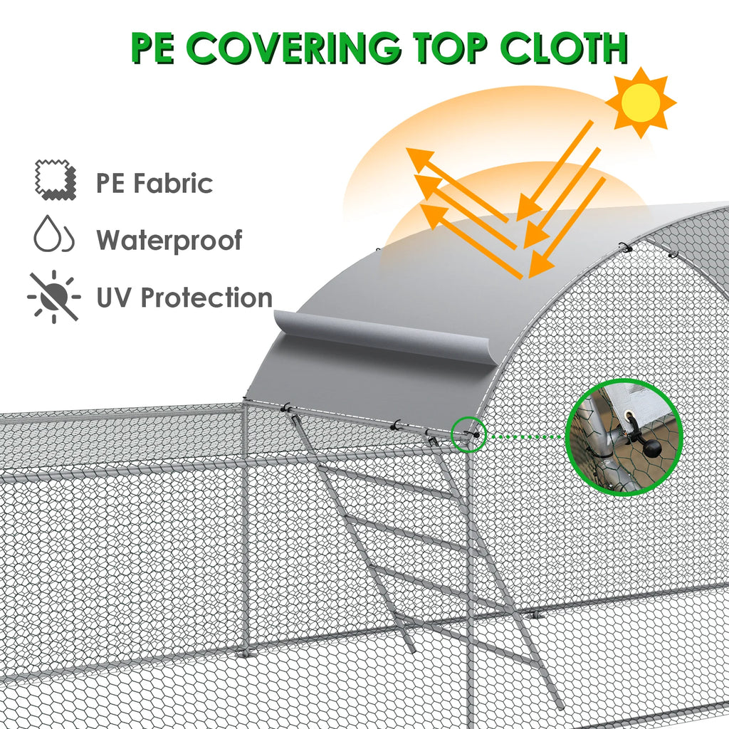 Arlopu Large Metal Chicken Coop, 23FT Walk - in Poultry Cage Chicken Playpen Hen House Rabbits Habitat Cage with Waterproof Cover
