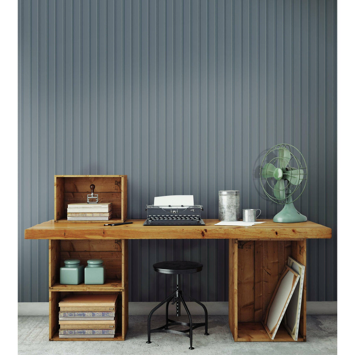 RoomMates Beadboard Peel and Stick Wallpaper Navy/Blue