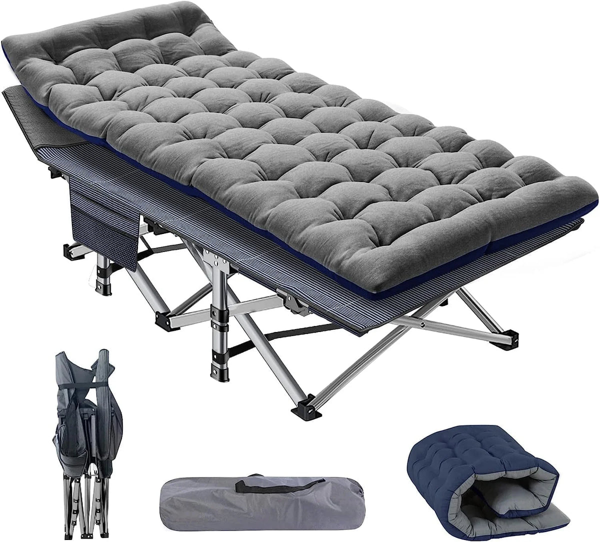 ABORON Portable Camping Cot with Mattress & Carry Bag, 75''X28'' Folding Sleeping Cots, Folding Bed Cot for Adults & Kids