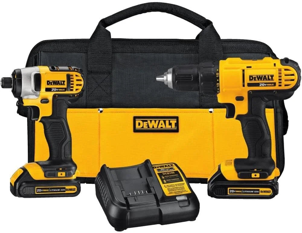 20V Cordless Drill and Impact Driver Combo Kit with 2 Batteries and Charger