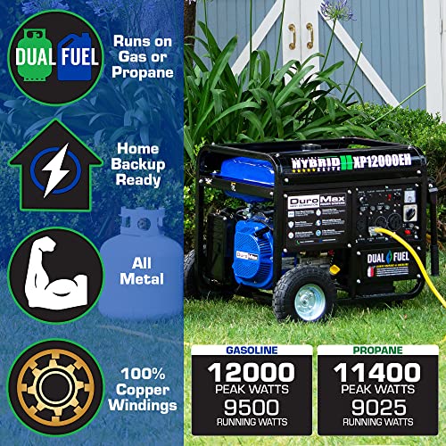 XP12000EH Dual Fuel Generator C 12,000W Gas/Propane, 457cc 4-Stroke Engine, EPA/CARB Compliant