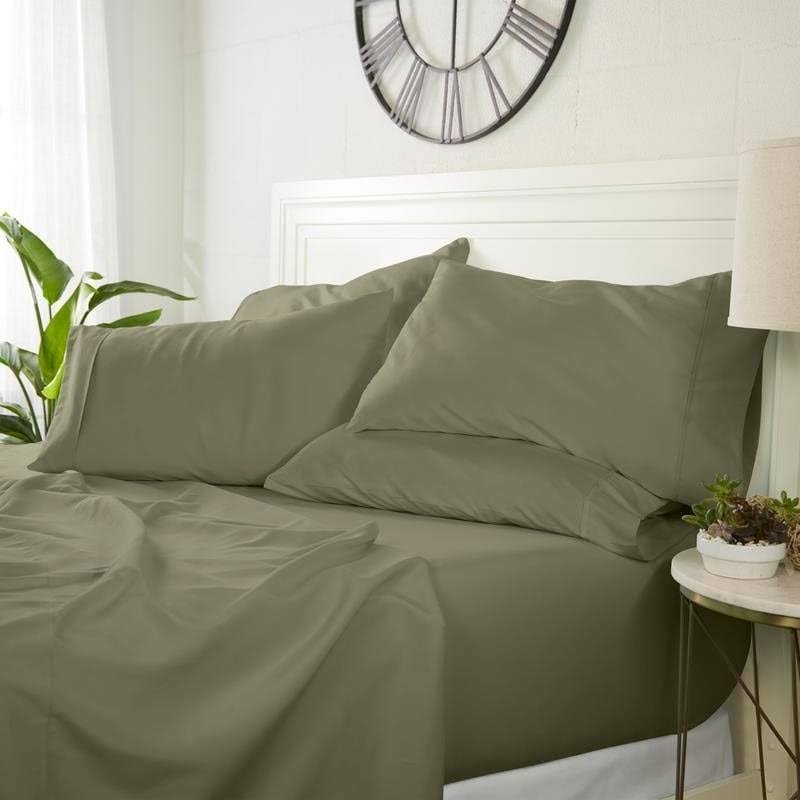 Luxury Ultra Soft 6 Piece Sheet Set by Sharon Osbourne Home, Sage, Queen