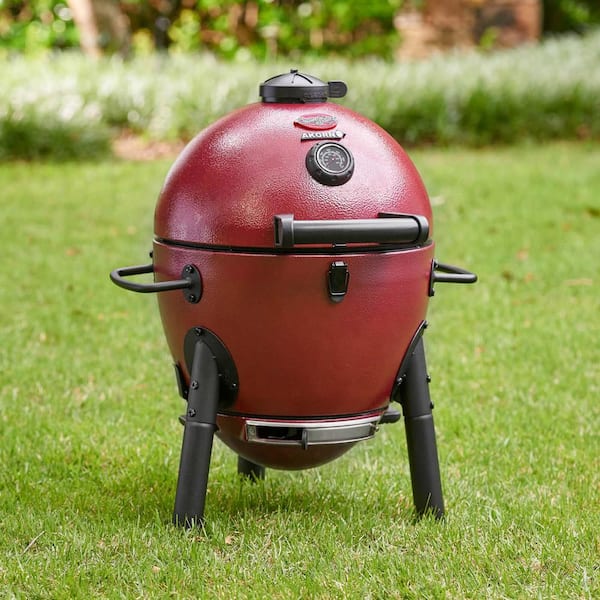 Akorn Jr. 14 In. Portable Kamado Charcoal Grill in Red