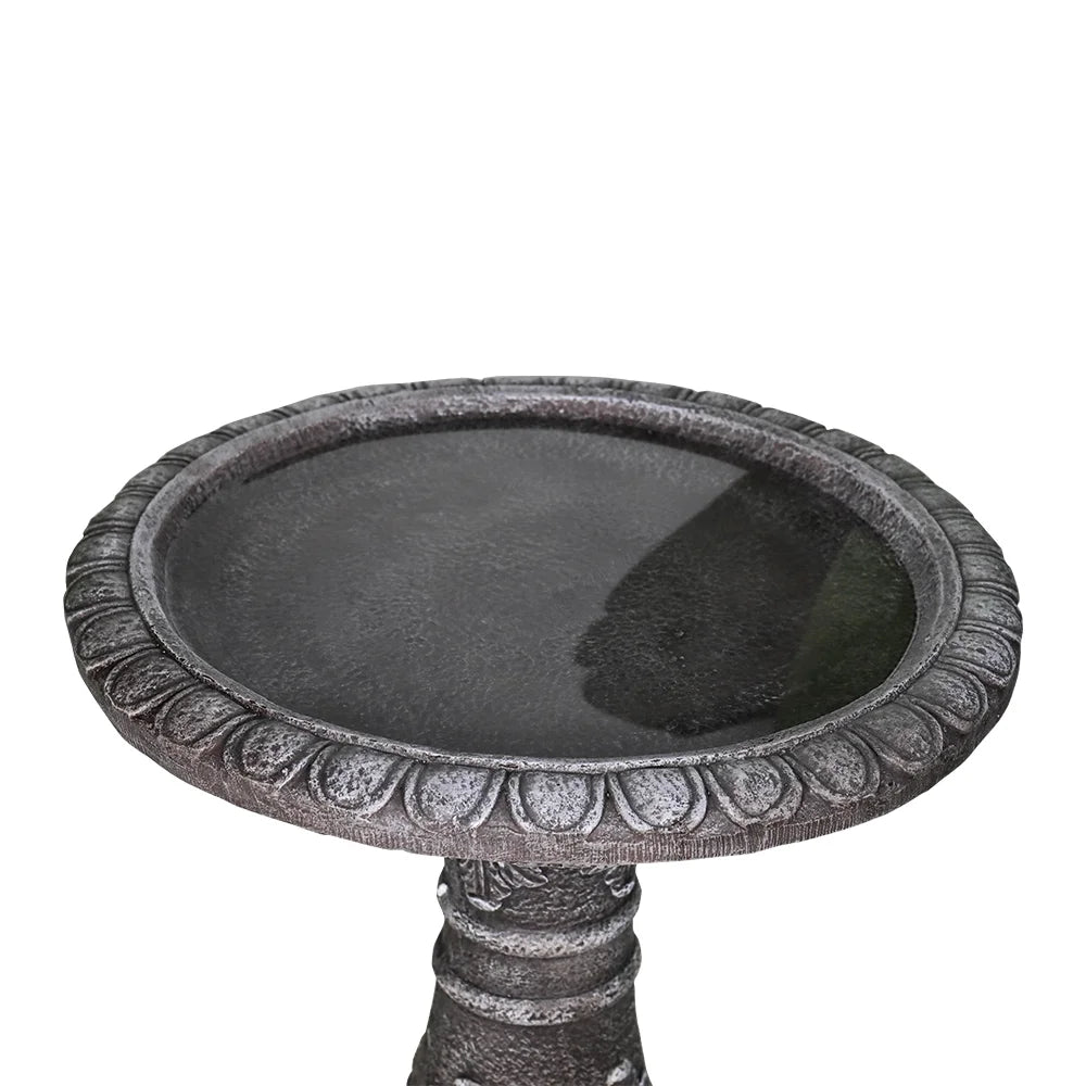 24.4 in Height Outdoor Bird Bath - Fibre Reinforced Concrete Large Bird Bath Stylish with Modern Pedestal for Garden, Patio, Lawn, Backyard