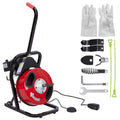 Roromall Drain Cleaner Machine 50FT/75FT/100FT x 3/8 - Inch/1/2 - Inch Sewer Auger Electric Drain Auger Sewer Snake with 4 Cutter, Air - Activated Foot Switch, Gloves