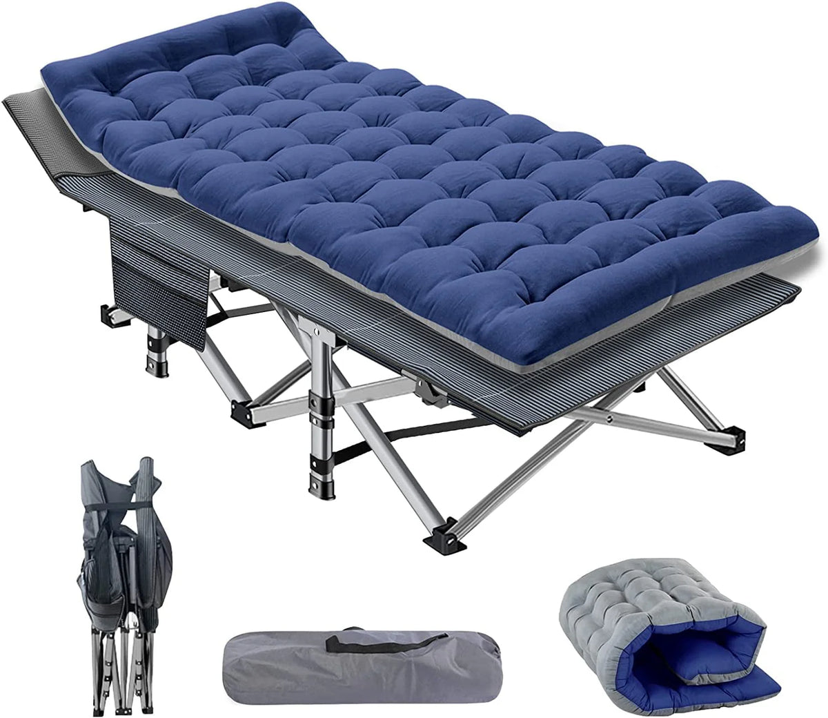 ABORON Portable Camping Cot with Mattress & Carry Bag, 75''X28'' Folding Sleeping Cots, Folding Bed Cot for Adults & Kids