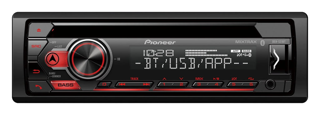 Pioneer DEH - S31BT CD Receiver with Bluetooth, Single DIN, in - Dash | Pioneer Smart Sync App | Android and Apple Ios Compatibility