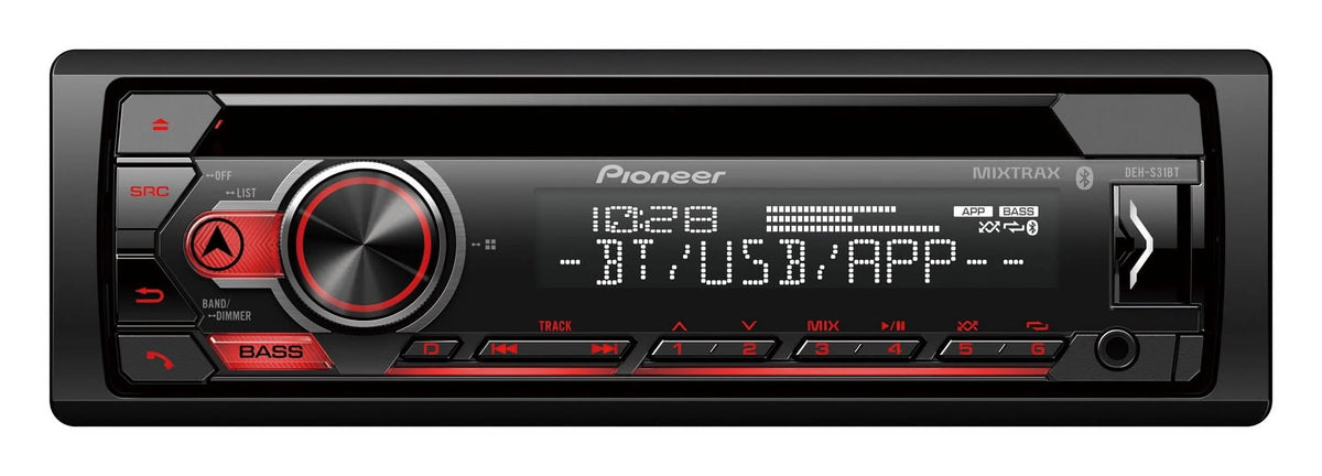 Pioneer DEH - S31BT CD Receiver with Bluetooth, Single DIN, in - Dash | Pioneer Smart Sync App | Android and Apple Ios Compatibility