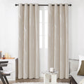 Deconovo Thermal Insulated Blackout Curtains, Room Darkening Grommet Window Drapes, Silver Wave Foil Printed (52 x 84 inch, Light Beige, 2 Panels)