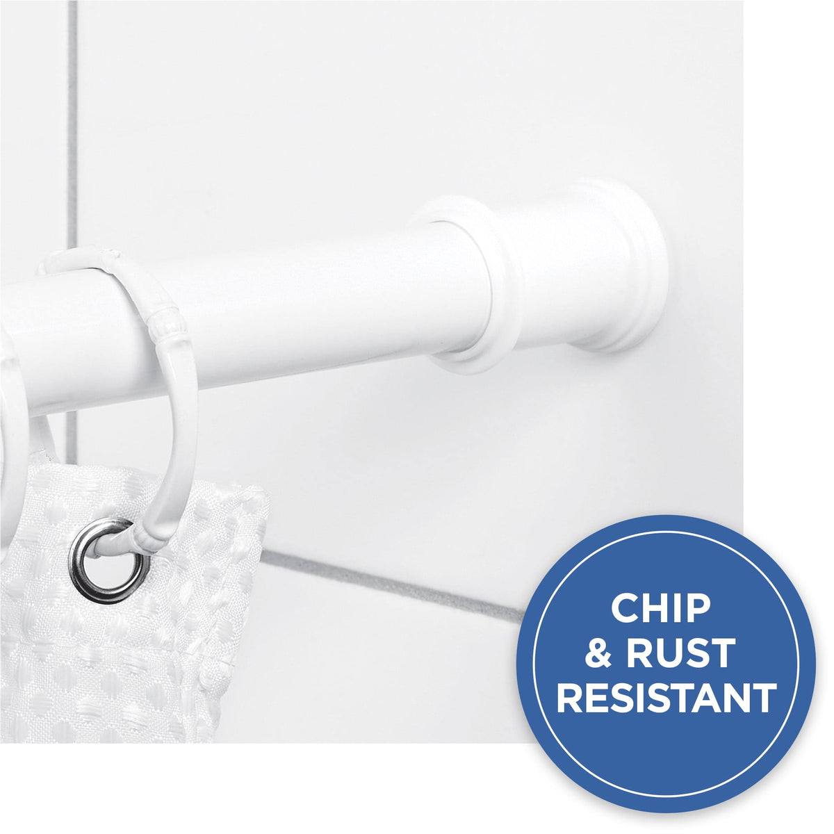 Mainstays Adjustable Steel Shower Curtain Tension Rod - White - 1 Each