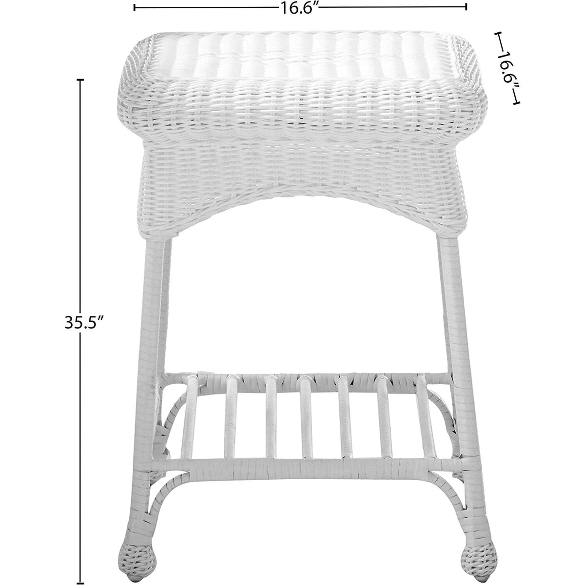Jeco 3 Piece Resin Wicker Outdoor Patio Rocker Chair with End Table Set in White
