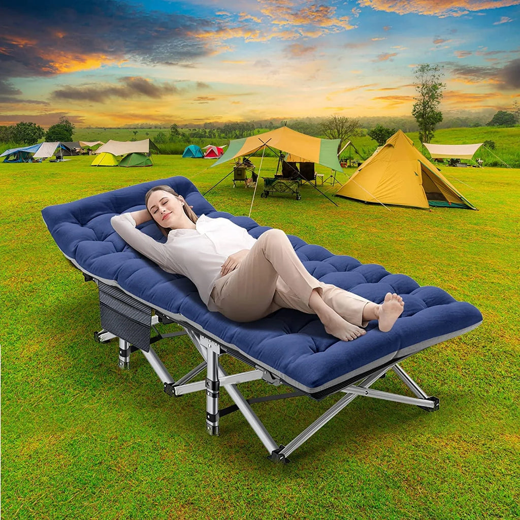 ABORON Portable Camping Cot with Mattress & Carry Bag, 75''X28'' Folding Sleeping Cots, Folding Bed Cot for Adults & Kids