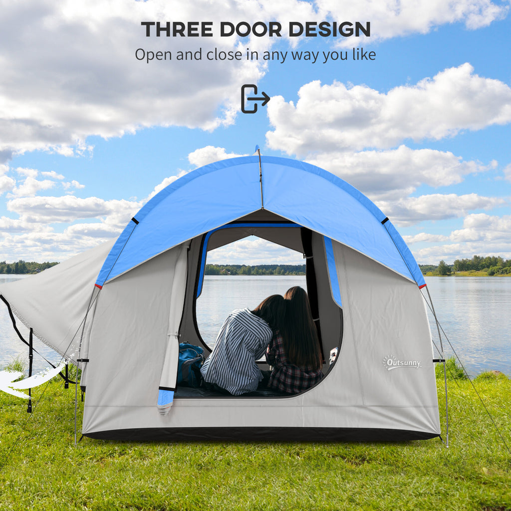 SUV Camping Tent, 2000mm Waterproof Truck with 3 Doors and Mesh Window, Car Camping Tailgate Tent for 5 - 6 Person Camping, Outdoor Travel, Mountaineering, Fishing, Wild Survival, Blue