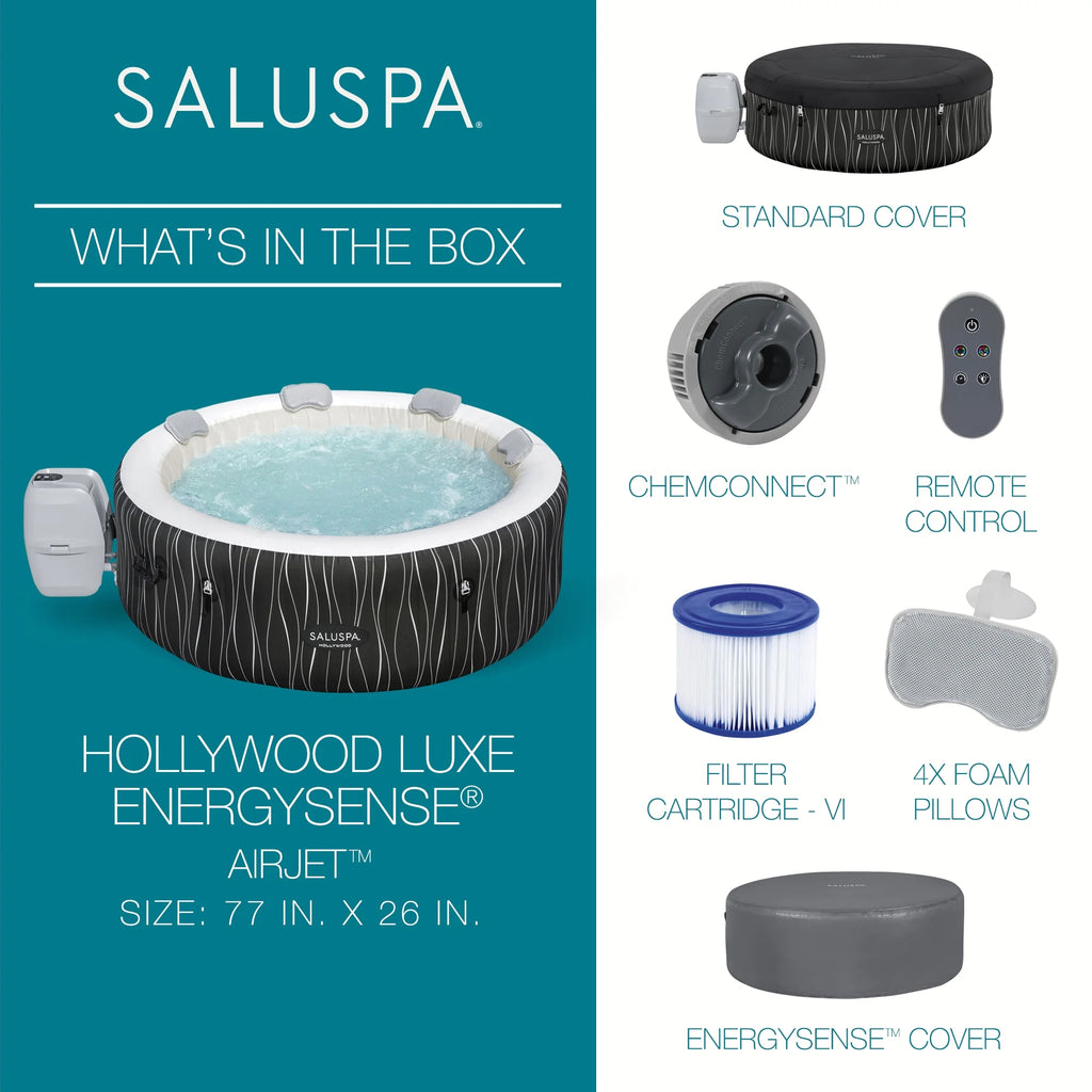 Bestway Saluspa Hollywood Luxe Airjet Inflatable Hot Tub W/ Pump #p08411