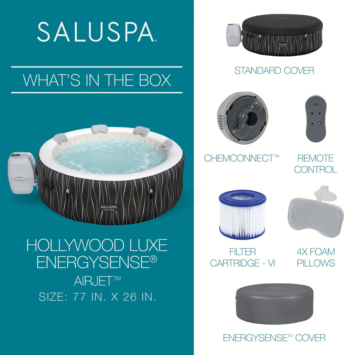 Bestway Saluspa Hollywood Luxe Airjet Inflatable Hot Tub W/ Pump #p08411