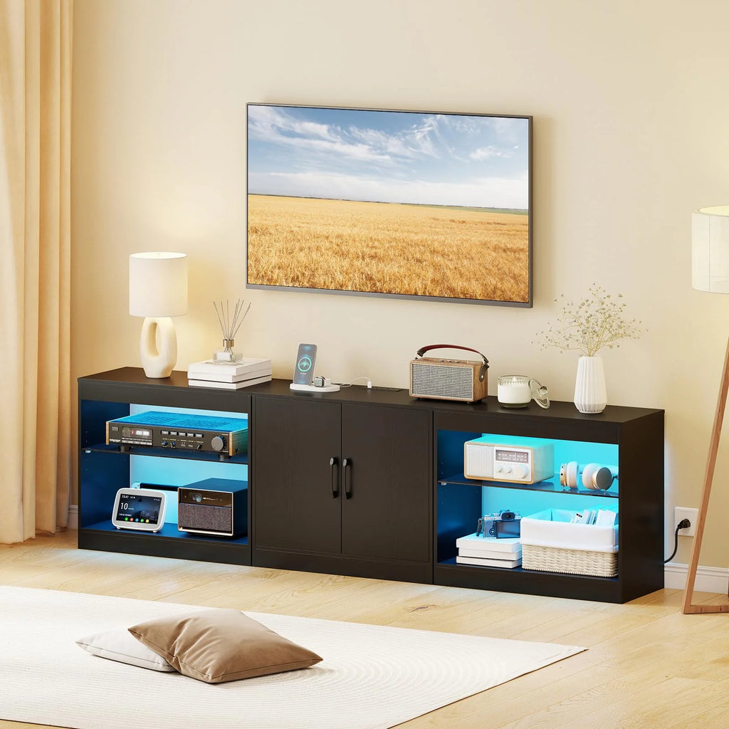 Tangkula TV Stand for TVs up to 85 Inches LED Entertainment Center with Power Outlets