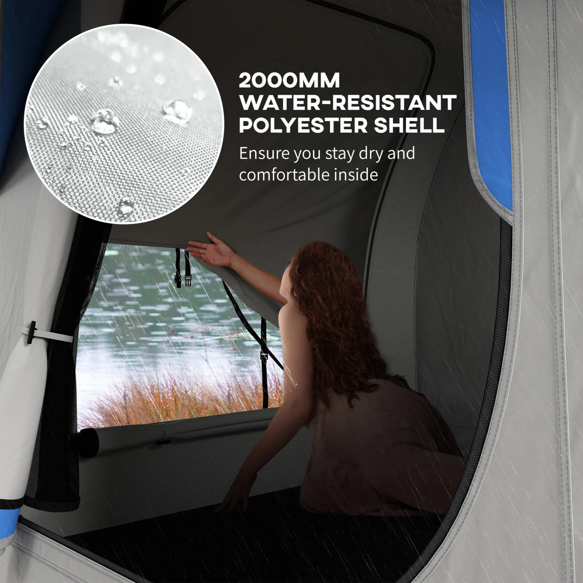 SUV Camping Tent, 2000mm Waterproof Truck with 3 Doors and Mesh Window, Car Camping Tailgate Tent for 5 - 6 Person Camping, Outdoor Travel, Mountaineering, Fishing, Wild Survival, Blue