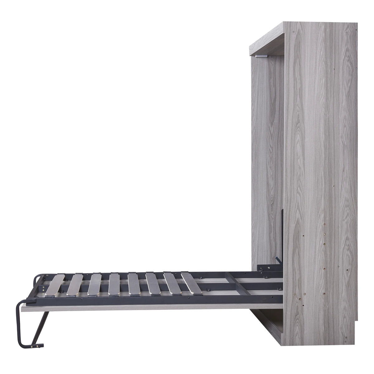 Euroco Pine Wood Twin Size Murphy Bed, Convertible Wall Bed Into A Cabinet, Gray
