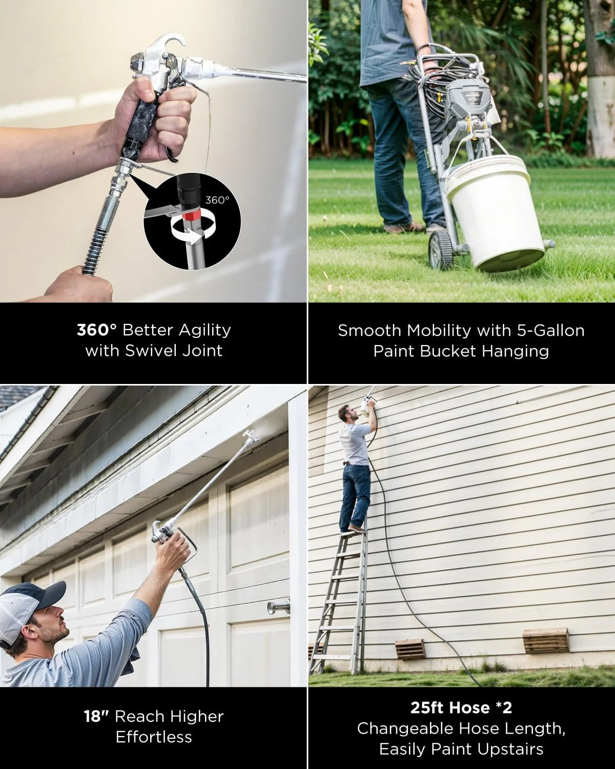Inokraft M1, 466W, 120V Gray Power Paint Sprayer, 5 Gallon, 2 Spray Patterns, 0.29 GPM, 22.55 lb, 1 Piece