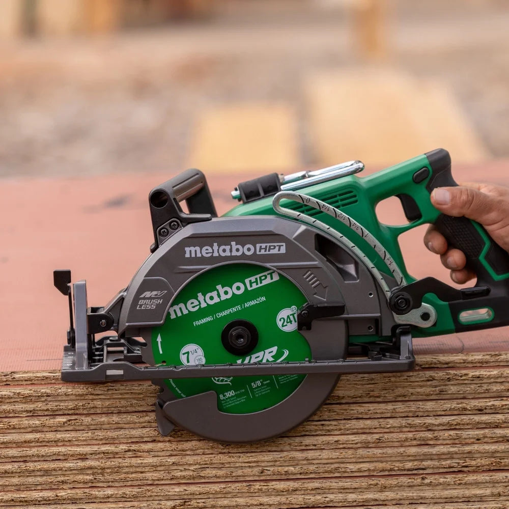 Metabo HPT 36V Multivolt 7 - 1/4 in Rear Handle Circular Saw, Lightweight Design, up to 500 2x4 Cuts per Charge, 53 Adjustable Bevel Capacity, Lifetime Tool Body Warranty, C3607DWA