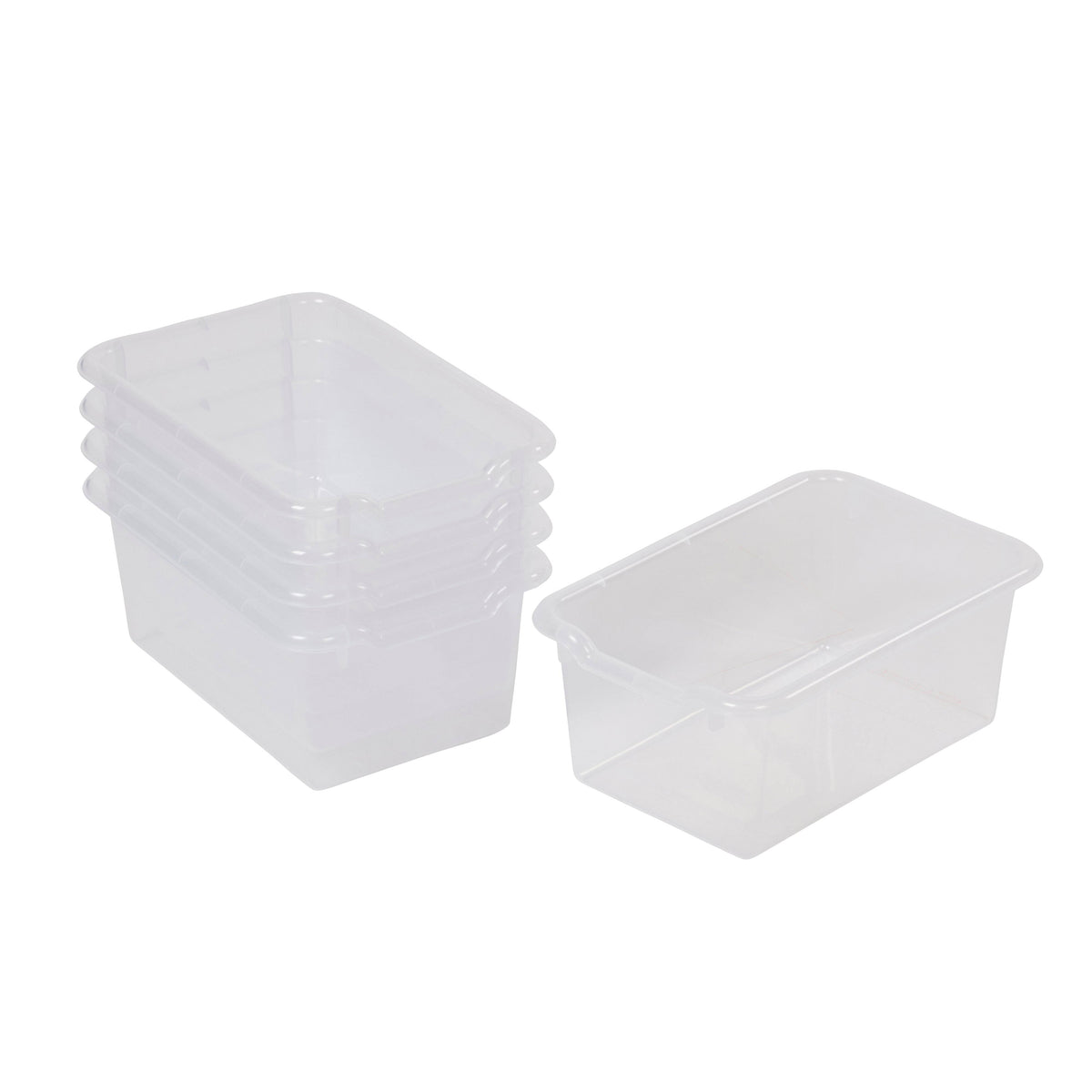 Ecr4kids Scoop Front Storage Bin, Multipurpose Organization, Clear, 5-Piece