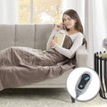 Beautyrest Fleece Electric Blanket Heated Throw Wrap Super Soft Hypoallergenic with Auto Shutoff-3-Setting Controller, 50 x 60 in, Brown