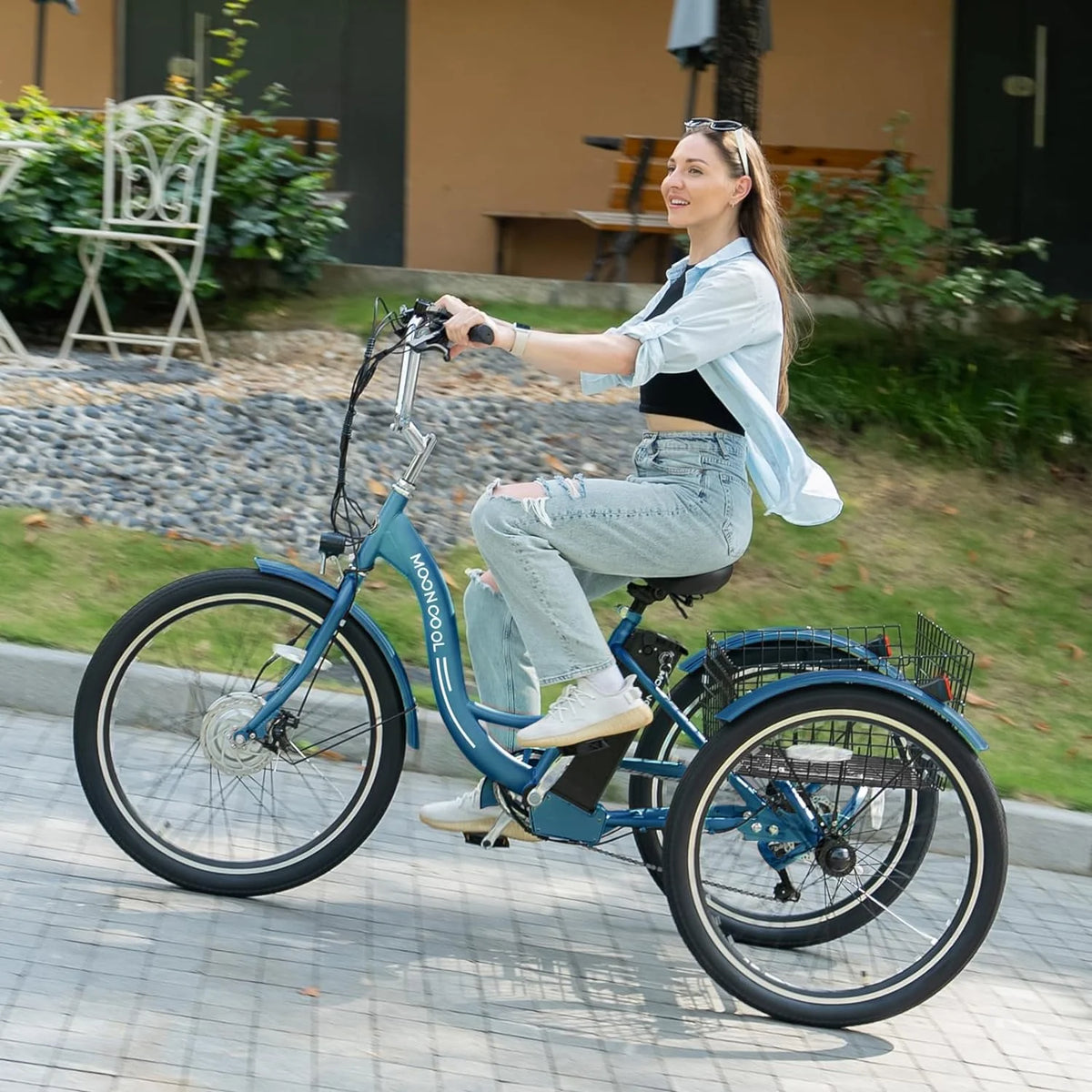 ABORON 24" 26" Electric Tricycles, 36V 10ah 350W Lithium Battery, 7 Speed E - Trike for Adults with Large Capacity Rear Basket & Adjustable Seat