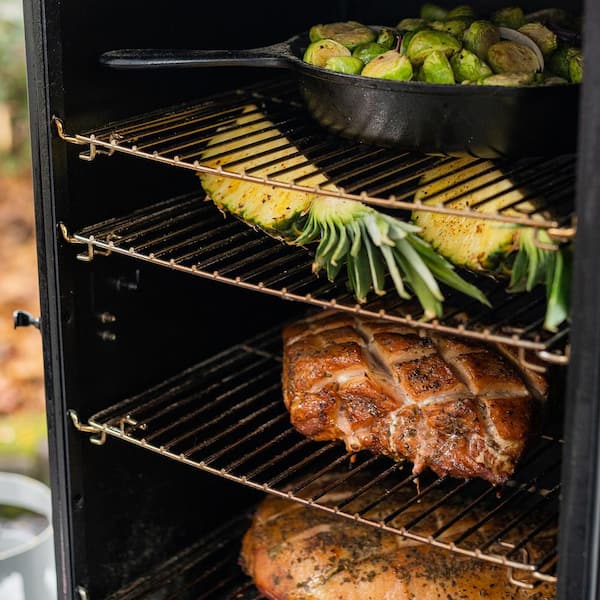 30 In. Dual Fuel Propane Gas and Charcoal Smoker in Black