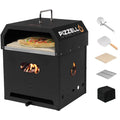 Pizzello 4 in 1 Wood Fired Outdoor Pizza Oven Outside Ovens with Pizza Stone, Pizza Peel, Cover Cooking Grill Grate, 12 in. Black