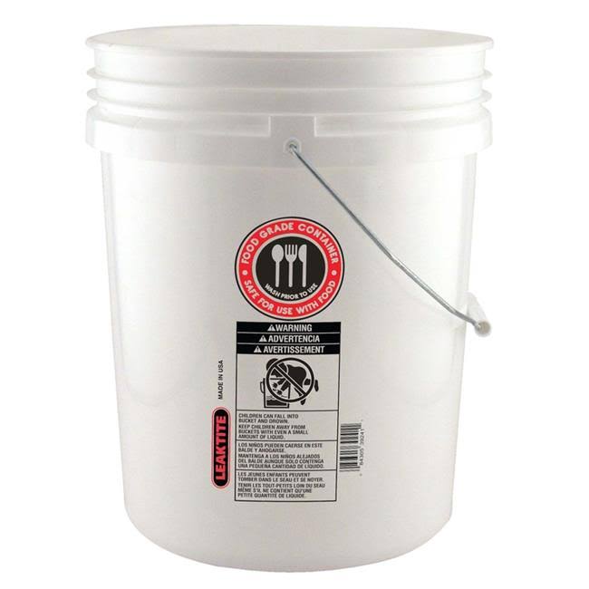 Leaktite White 5 Gal Plastic Food Safe Bucket