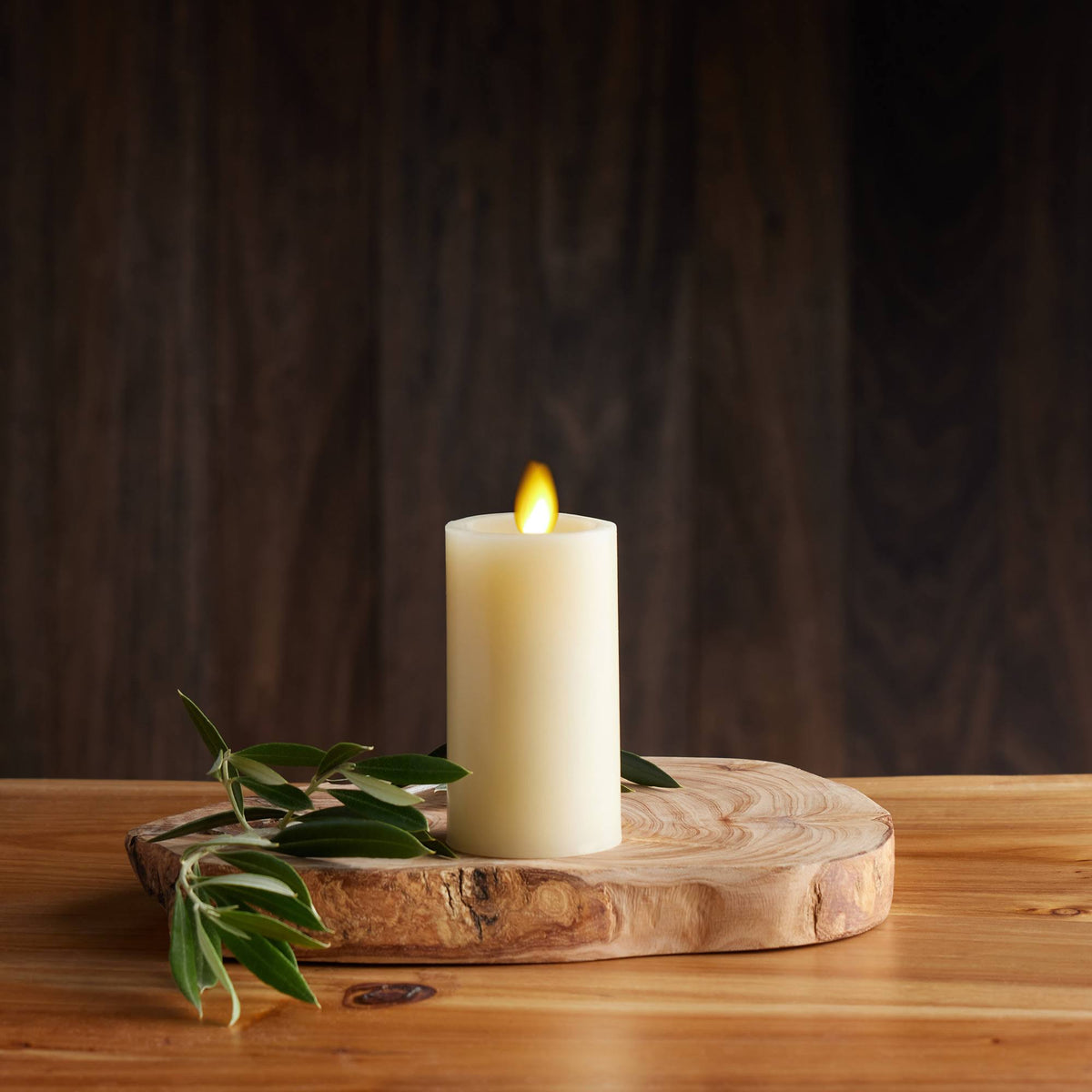 Luminara Real-Flame Effect 2" x 4" Slim Pillar LED Candle - Ivory