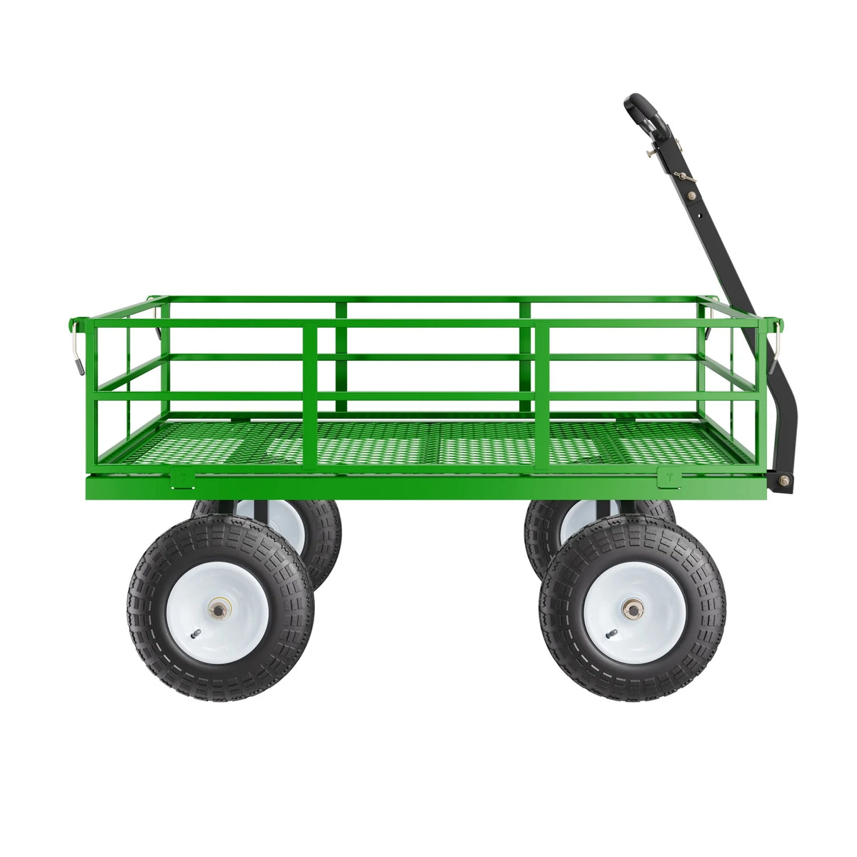 KFFKFF Mesh Steel Garden Cart 1200 lb, 43.3 x 29.5 " Heavy Duty Utility Wagon Cart, Pullable Metal Garden Trolley with 13' All-Terrain Tires, Removable Mesh Sides, 180swiveling Handle (Green)