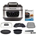 Powerxl Grill Air Fryer Combo Deluxe 6 Qt 12-In-1 Indoor Grill, Slow Cooker, Roast, Bake, 1550-Watts, Stainless Steel Finish