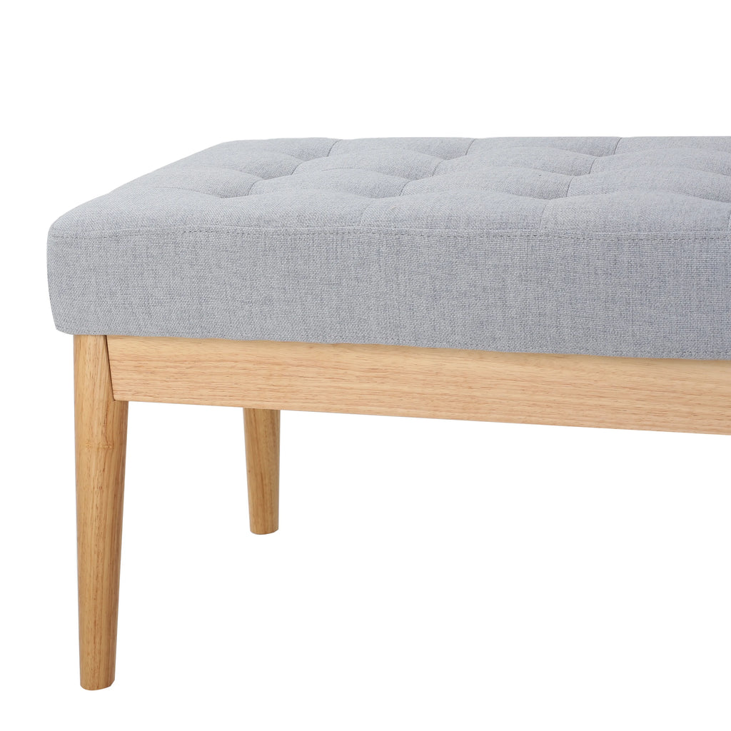 44.75" Mid - Century Tufted Bench - Solid Birch Legs - Plush Polyester Blend - 17" Height, 19.62 lb
