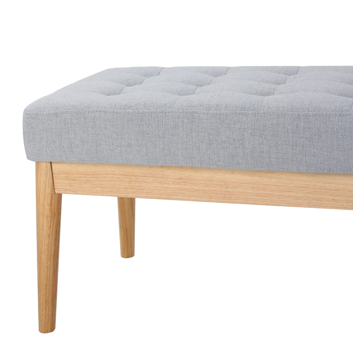 44.75" Mid - Century Tufted Bench - Solid Birch Legs - Plush Polyester Blend - 17" Height, 19.62 lb